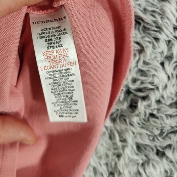 BURBERRY Polo Girls SZ 3M Nova Check Short Flutter Cap Sleeve Pink Round Collar - Picture 5 of 7